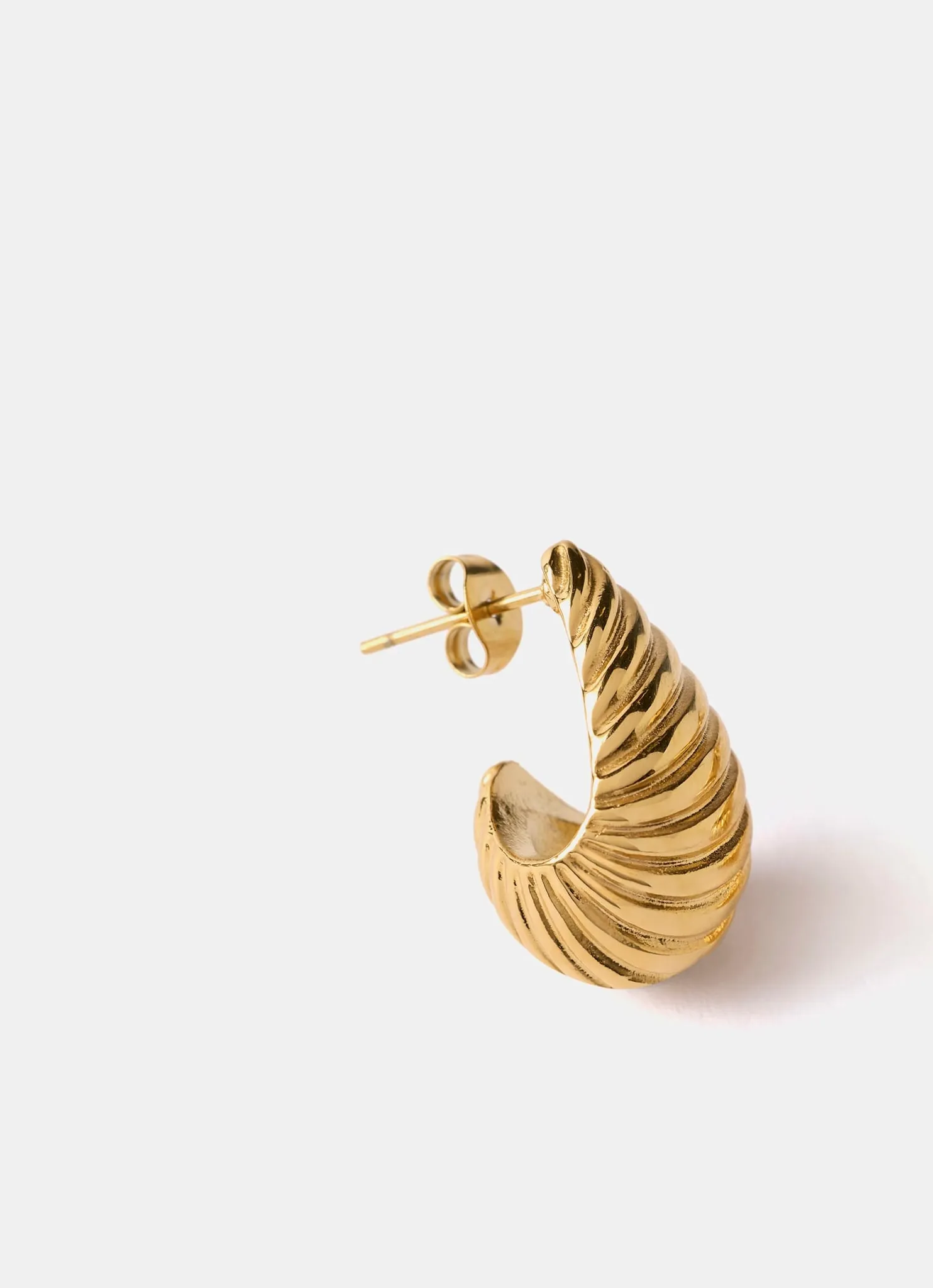 Gold Plated Stainless Steel Ribbed Curve Earrings sold by Mint Velvet product image thumbnail 4