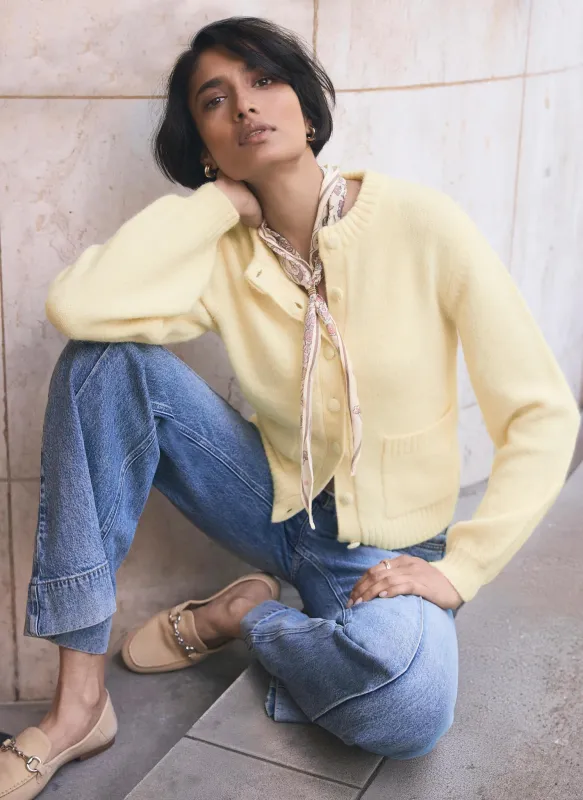 Butter Yellow Wool Blend Cardigan sold by Mint Velvet