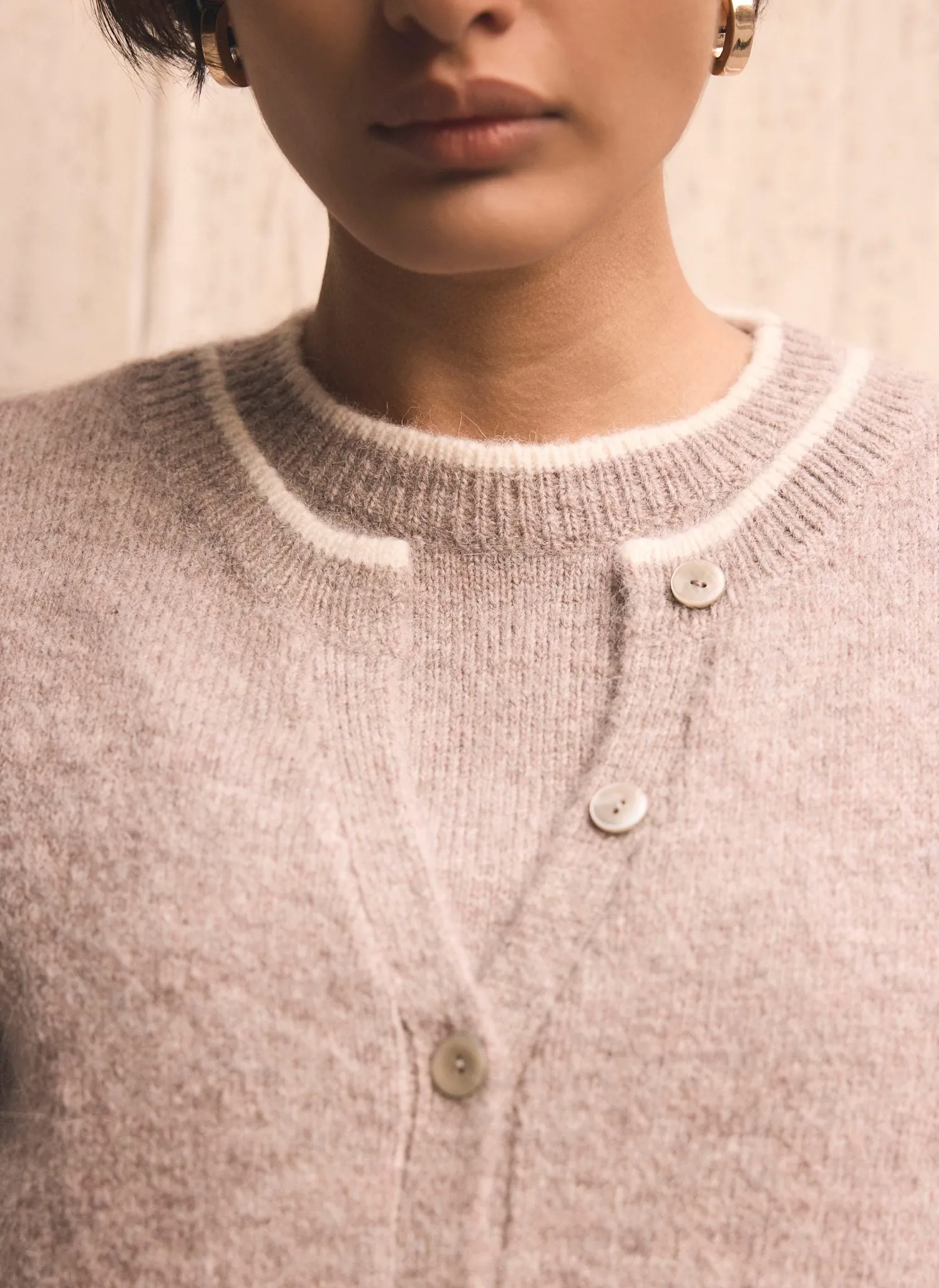 Neutral Double Layer Knit Cardigan sold by Mint Velvet product image thumbnail 3