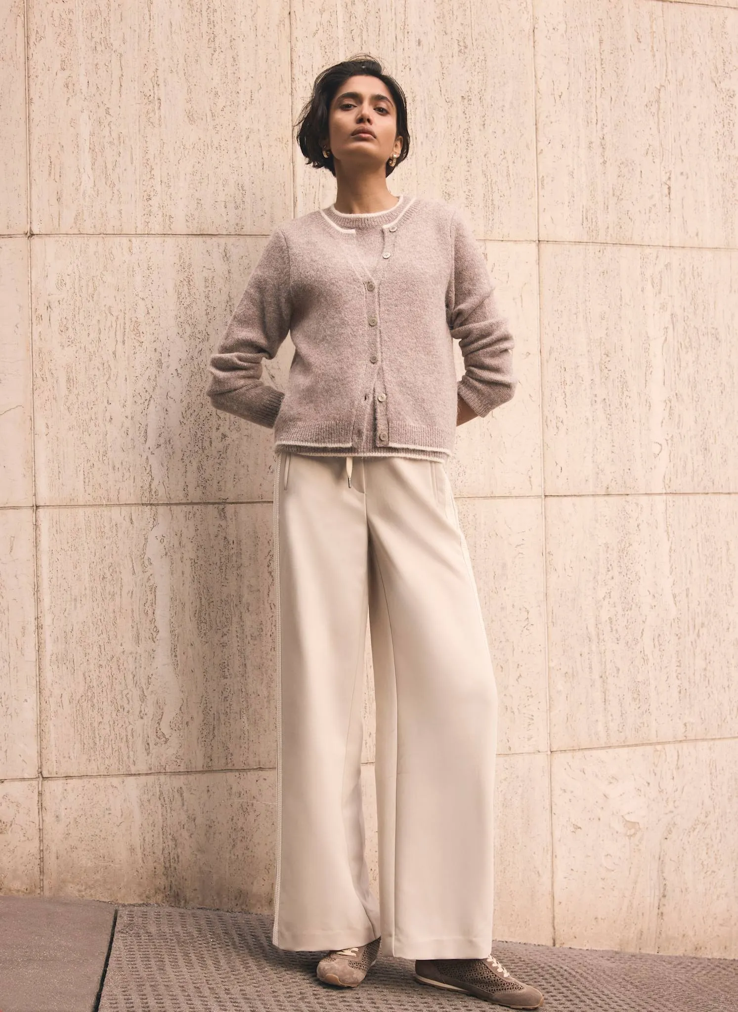 Neutral Double Layer Knit Cardigan sold by Mint Velvet product image thumbnail 4