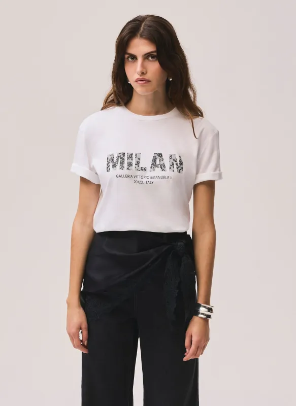 White Cotton Milan Graphic T-Shirt sold by Mint Velvet