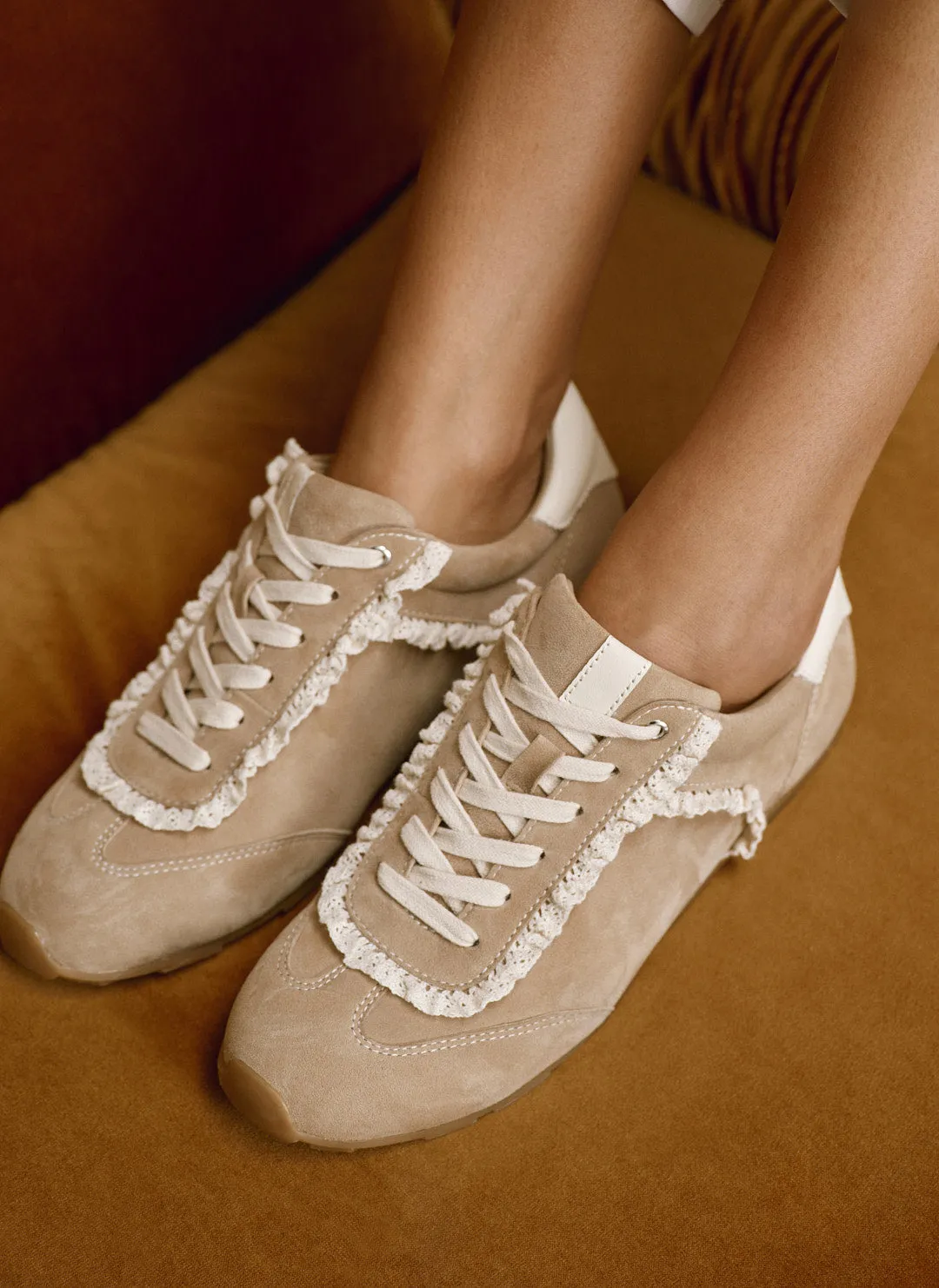 Lina Neutral Suede Lace Detail Trainers sold by Mint Velvet product image thumbnail 2