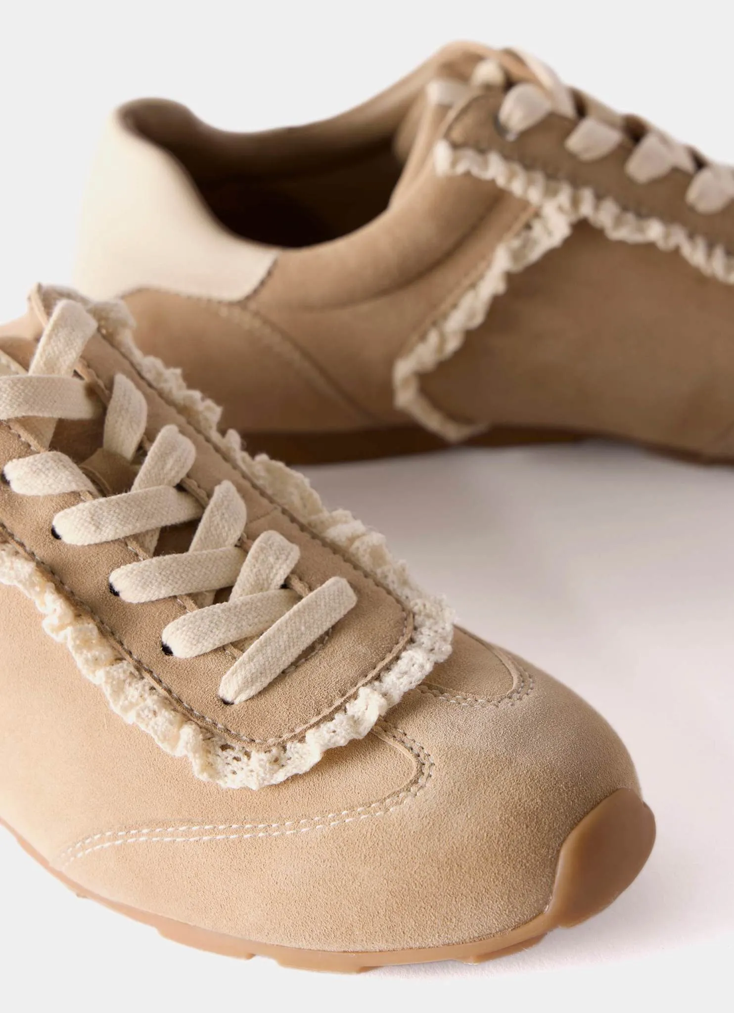 Lina Neutral Suede Lace Detail Trainers sold by Mint Velvet product image thumbnail 5