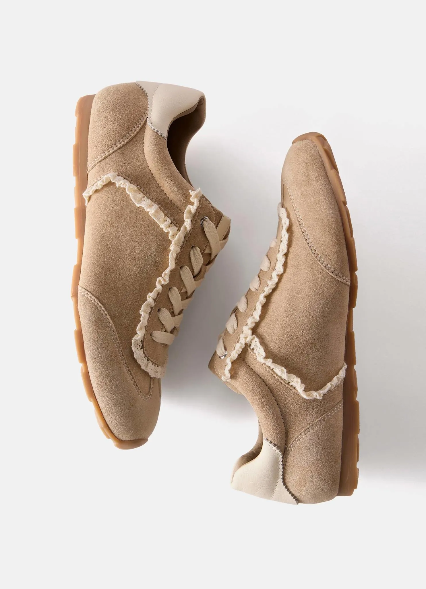 Lina Neutral Suede Lace Detail Trainers sold by Mint Velvet product image thumbnail 4