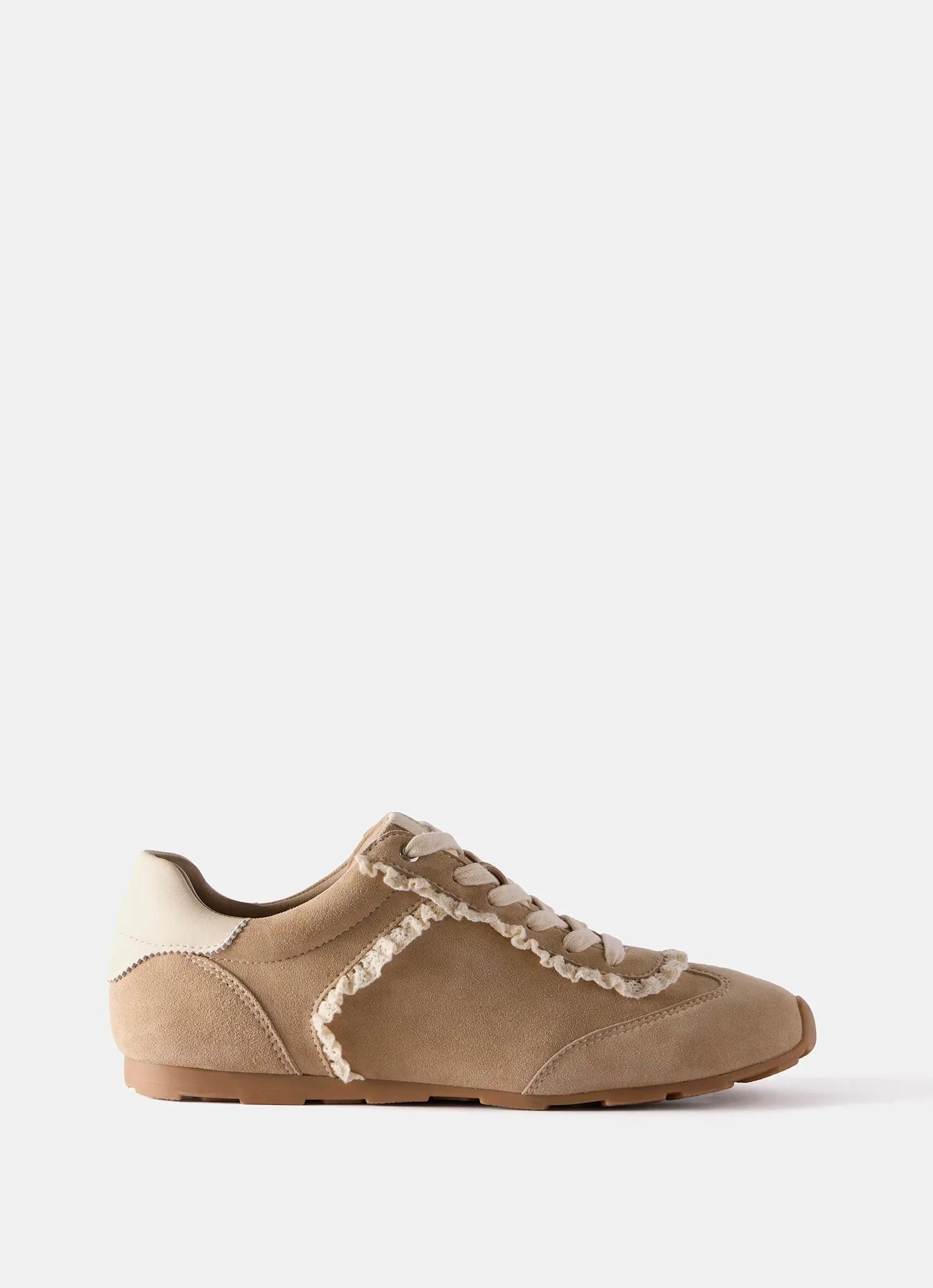 Lina Neutral Suede Lace Detail Trainers sold by Mint Velvet product image thumbnail 3