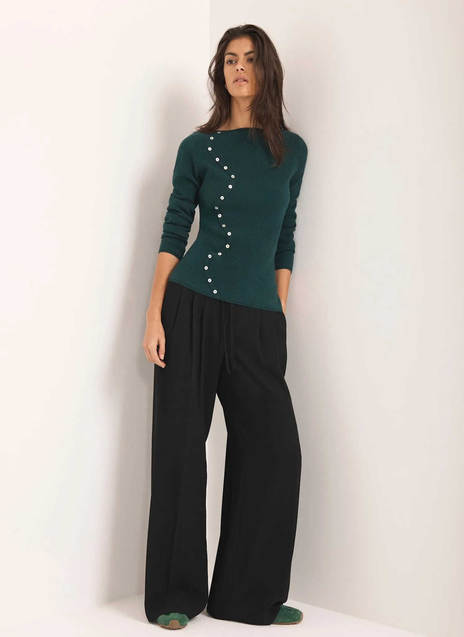 Teal Cotton Blend Button Detail Jumper sold by Mint Velvet product image thumbnail 5