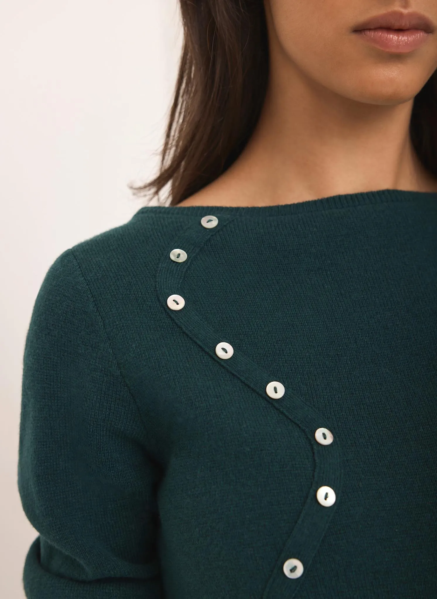 Teal Cotton Blend Button Detail Jumper sold by Mint Velvet product image thumbnail 4