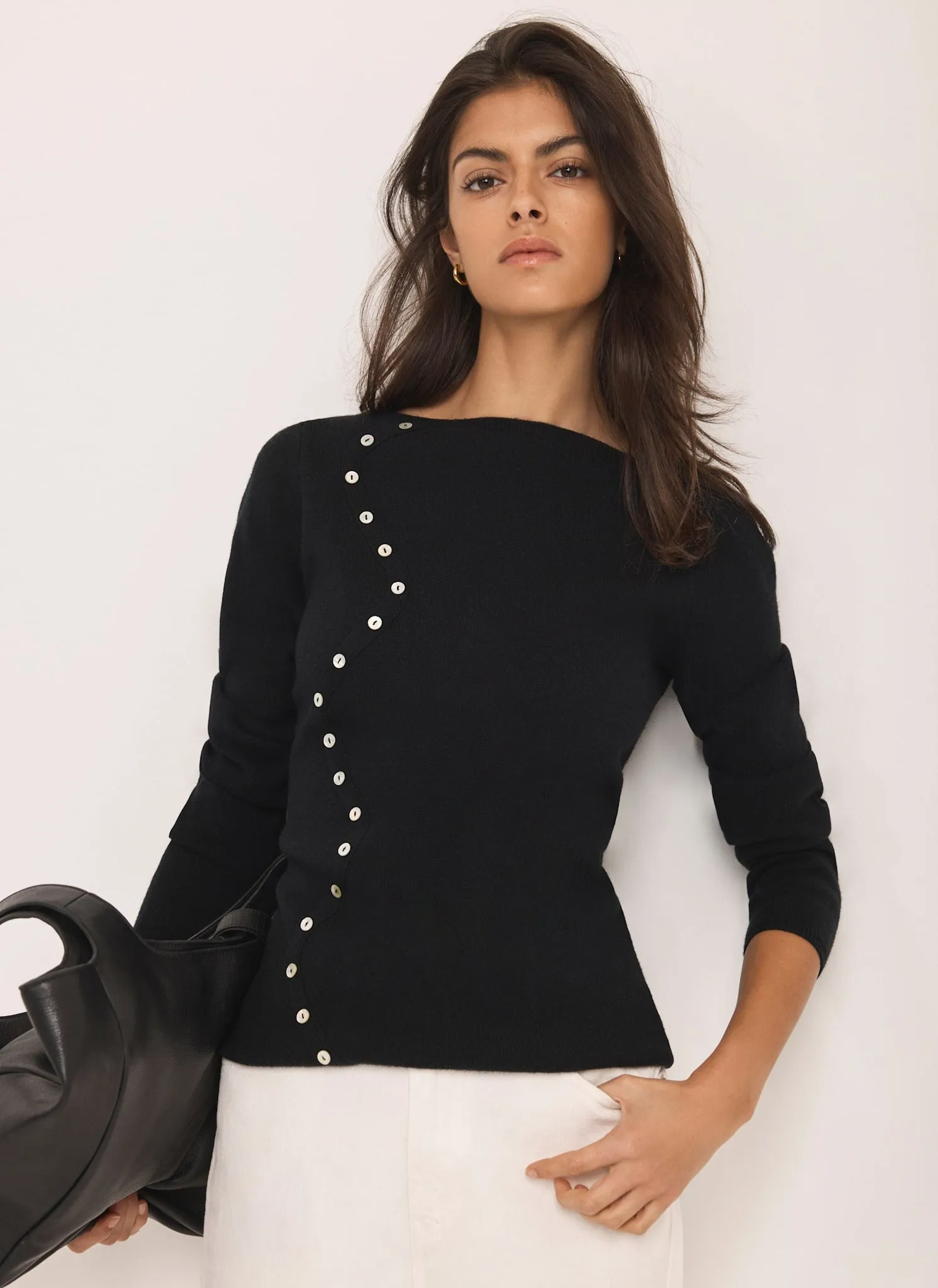 Black Button Detail Knit Top sold by Mint Velvet product image thumbnail 2