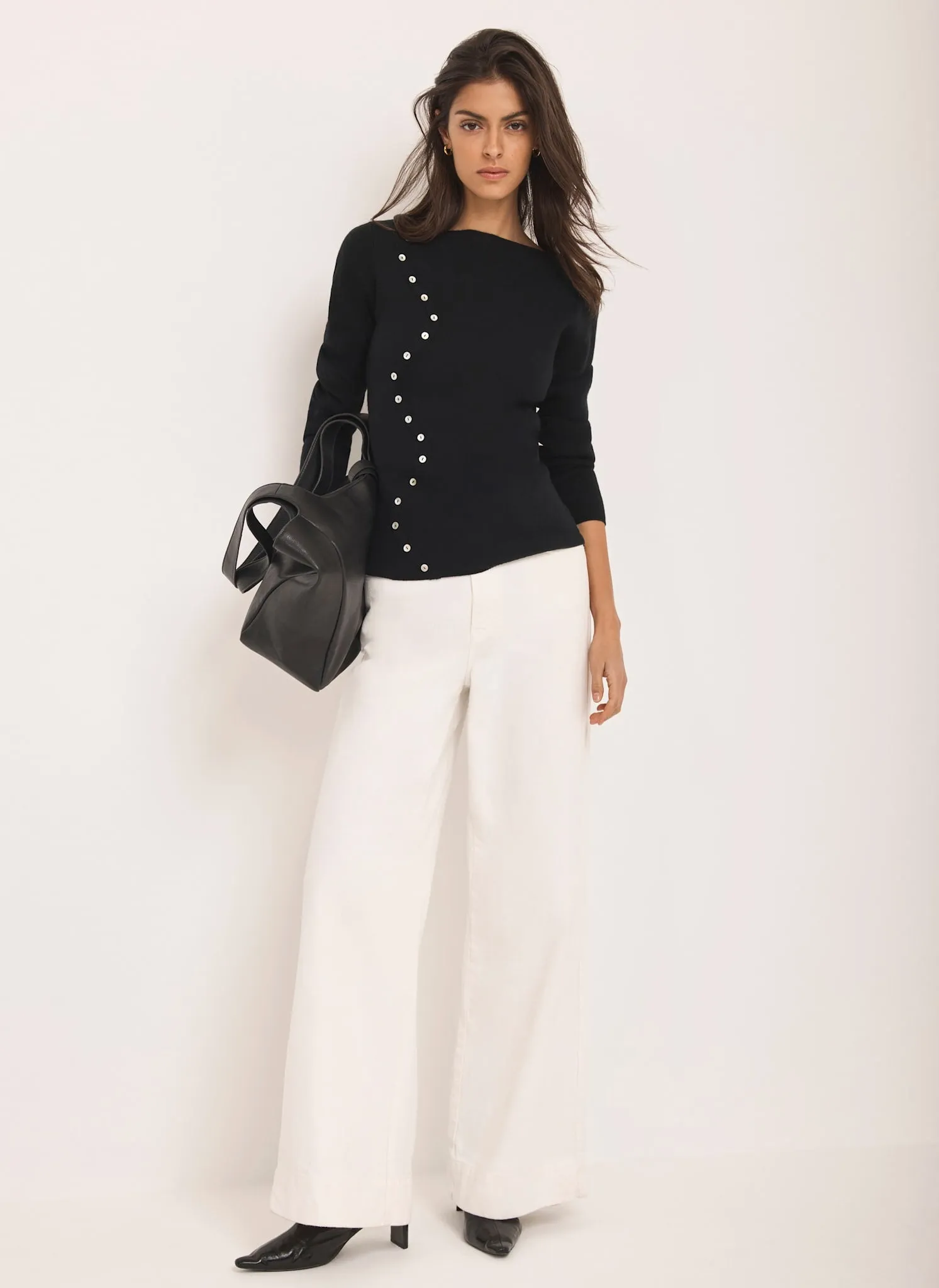 Black Button Detail Knit Top sold by Mint Velvet product image thumbnail 4