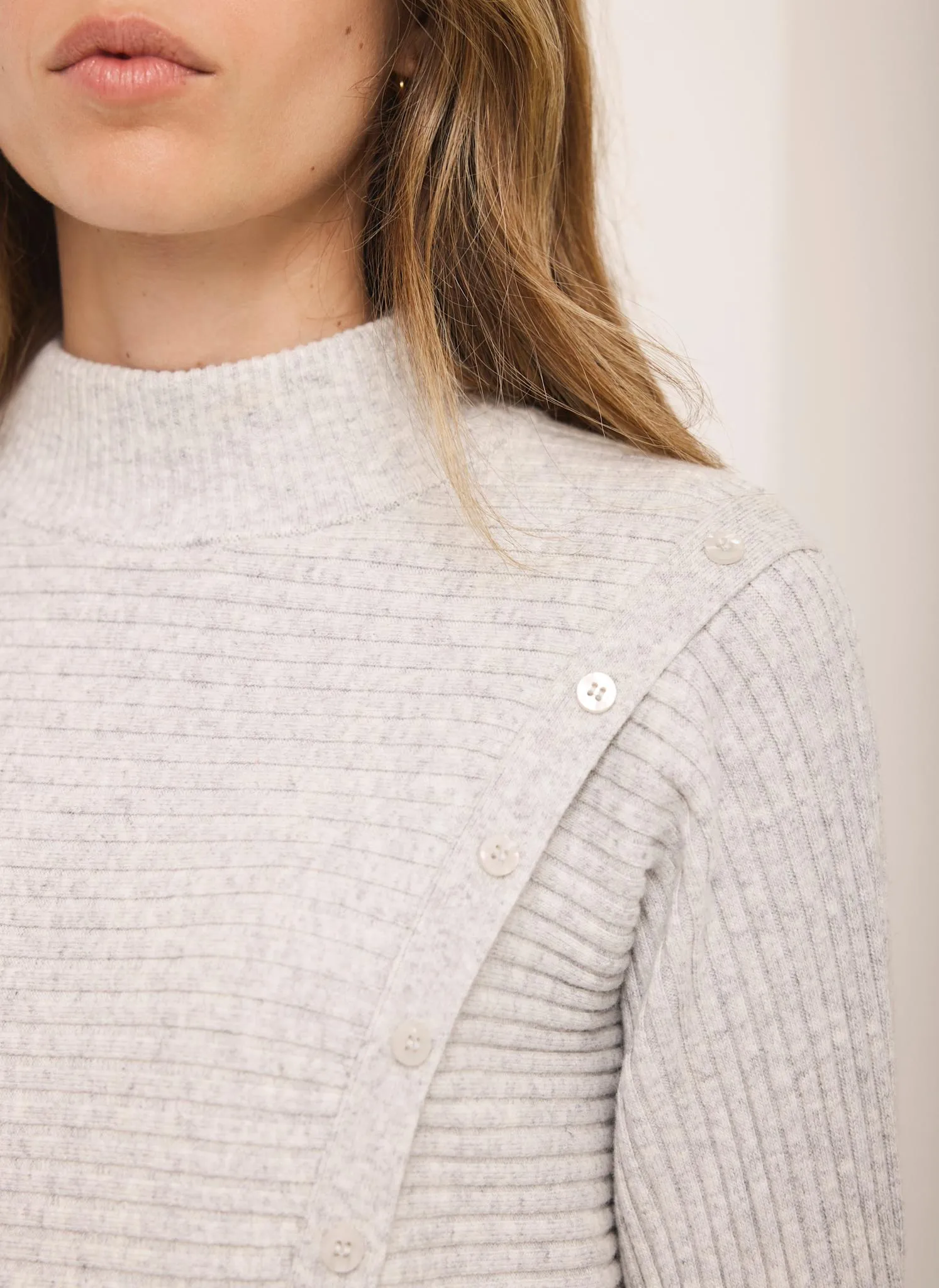 Grey Cotton Blend Button Detail Jumper sold by Mint Velvet product image thumbnail 4