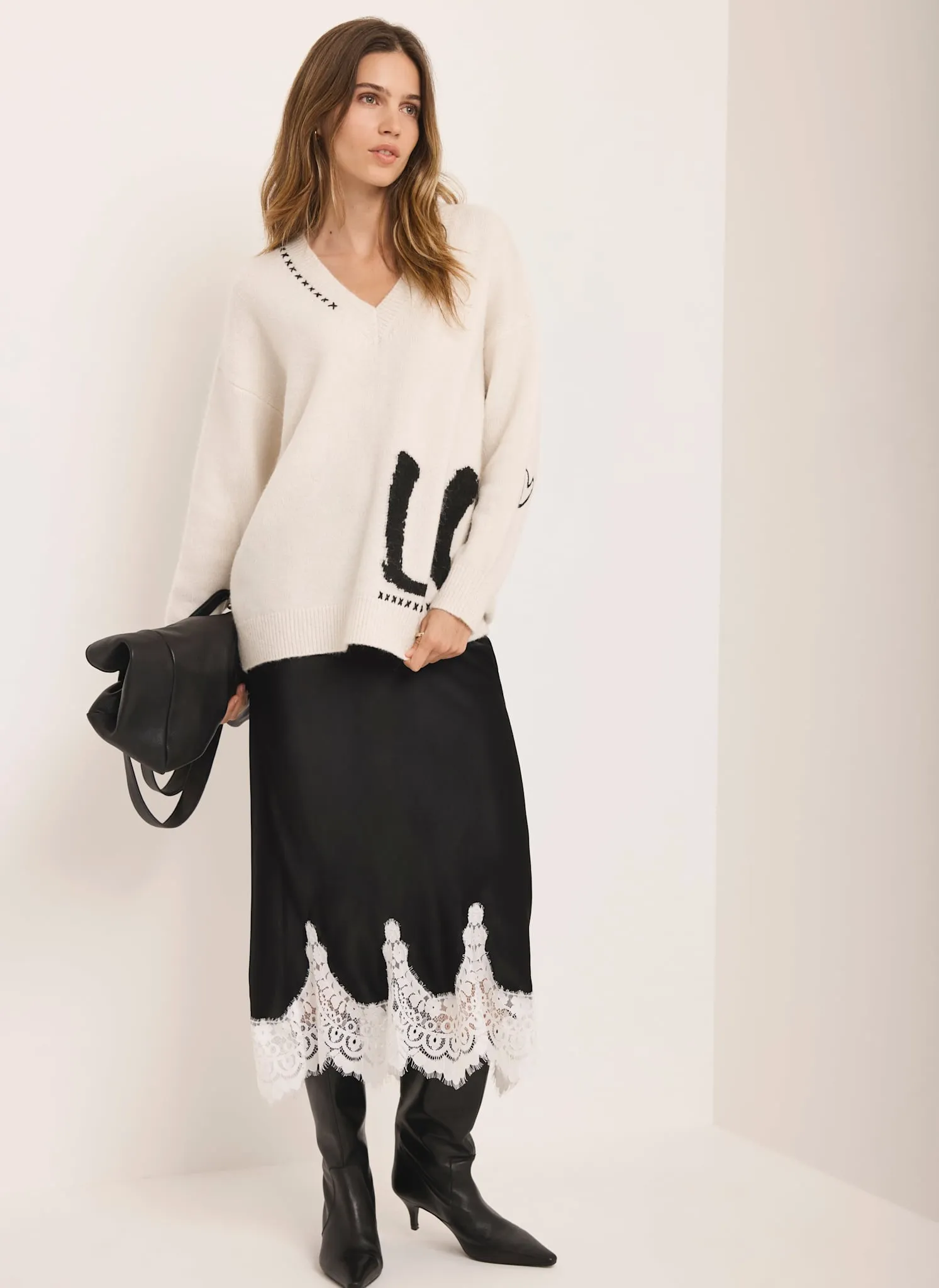 Cream Wool Blend Graphic Love Jumper sold by Mint Velvet product image thumbnail 4