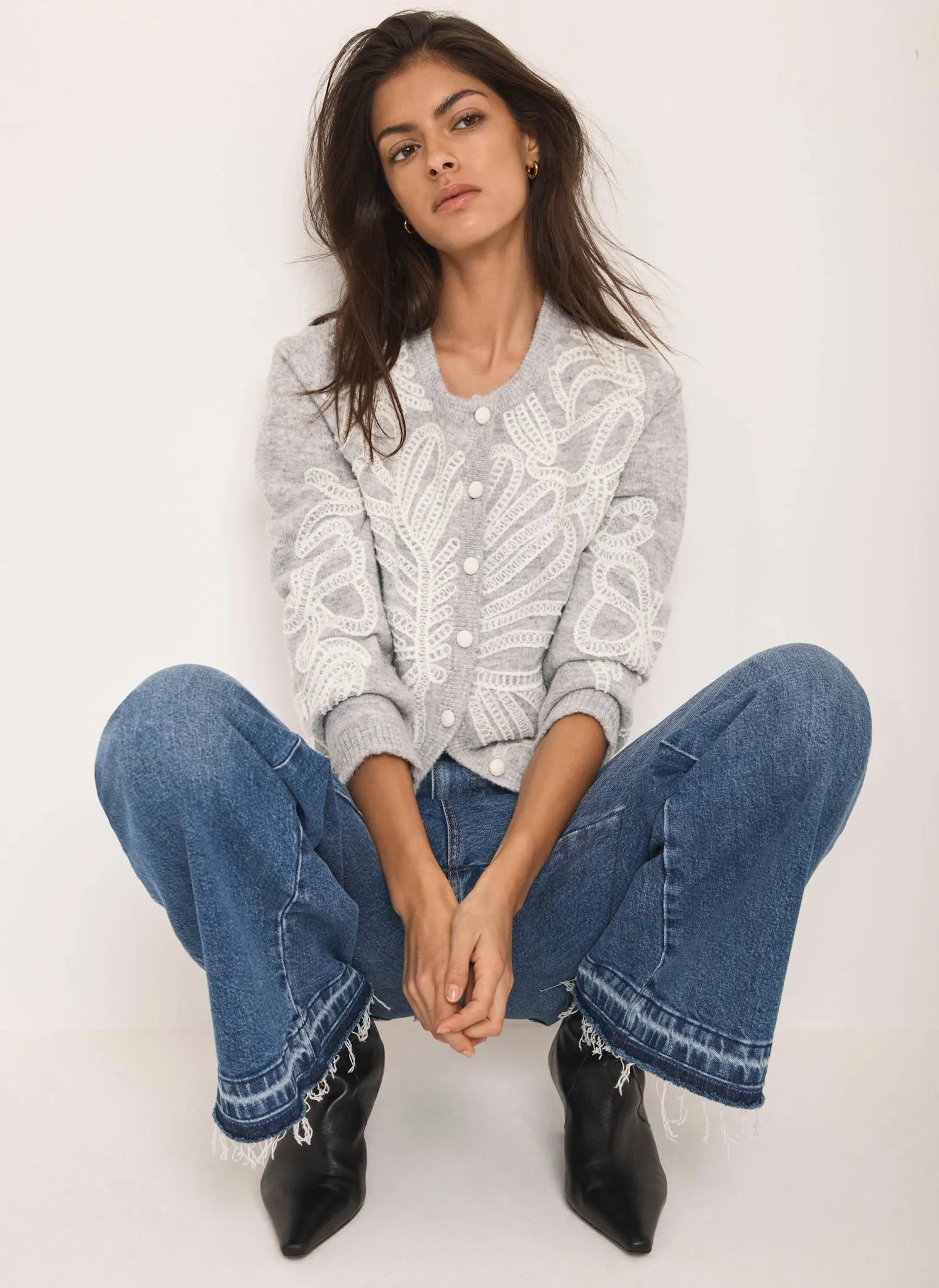 Grey Embroidered Knit Cardigan sold by Mint Velvet product image thumbnail 2