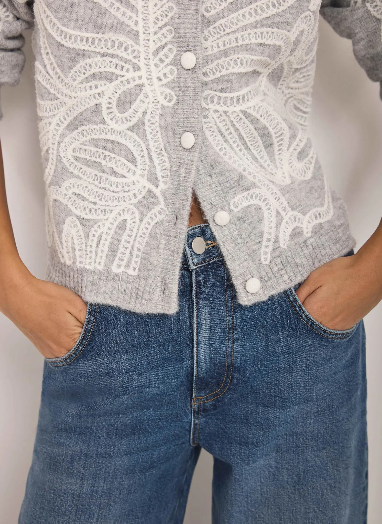Grey Embroidered Knit Cardigan sold by Mint Velvet product image thumbnail 5