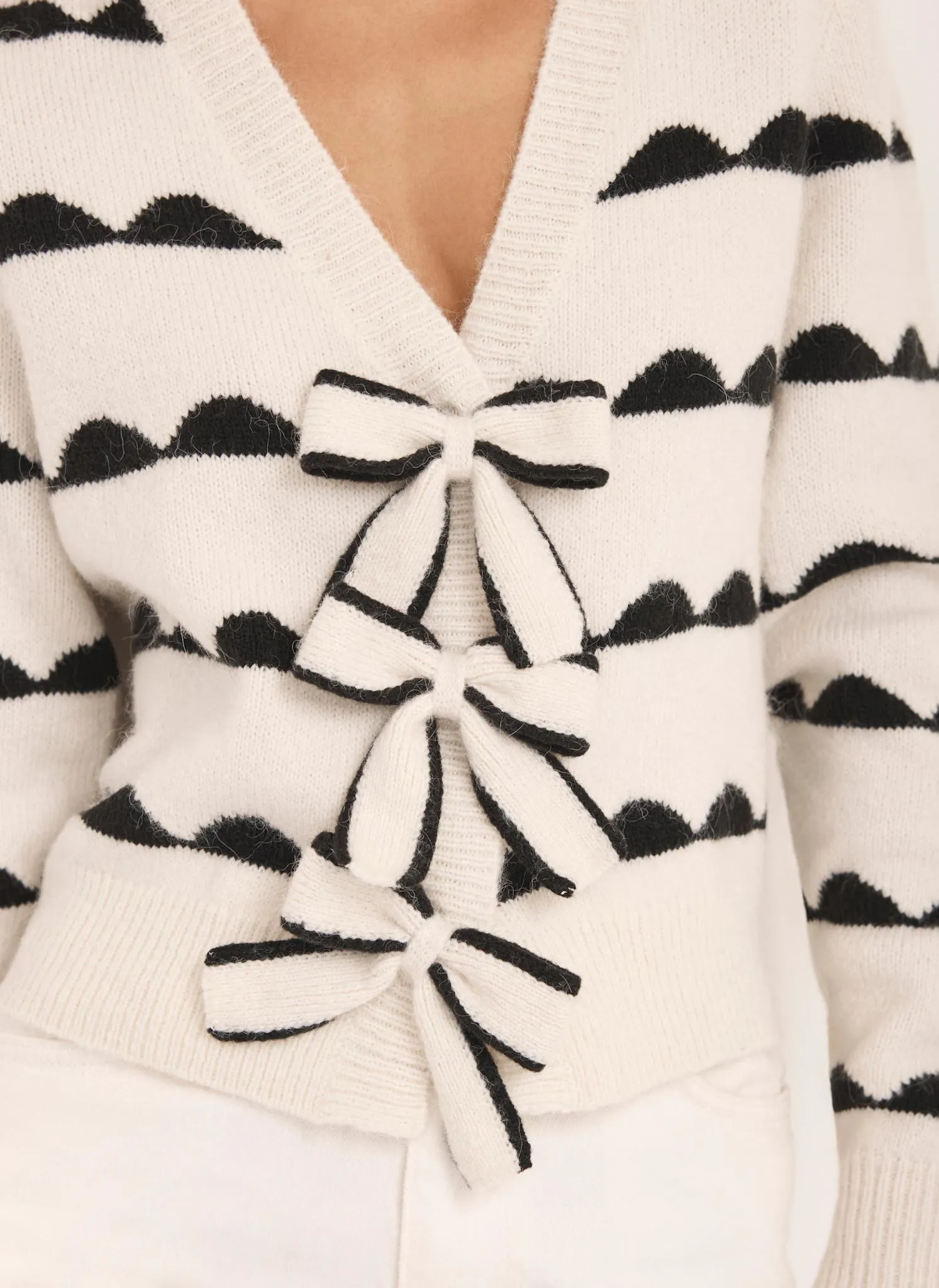 Cream Wool Blend Bow Detail Cardigan sold by Mint Velvet product image thumbnail 3
