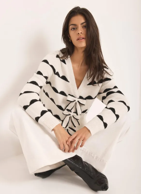 Cream Wool Blend Bow Detail Cardigan sold by Mint Velvet