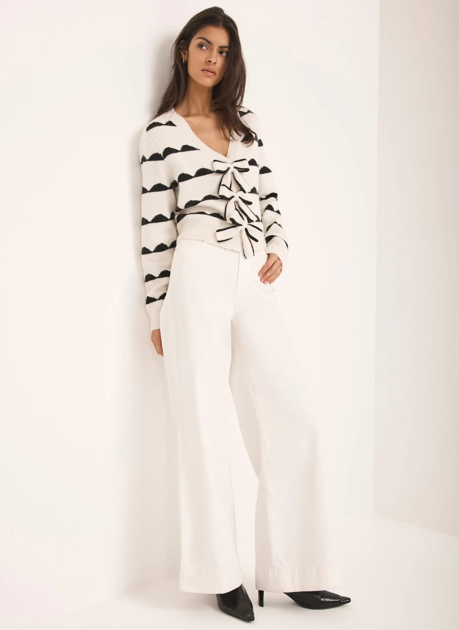 Cream Wool Blend Bow Detail Cardigan sold by Mint Velvet product image thumbnail 4