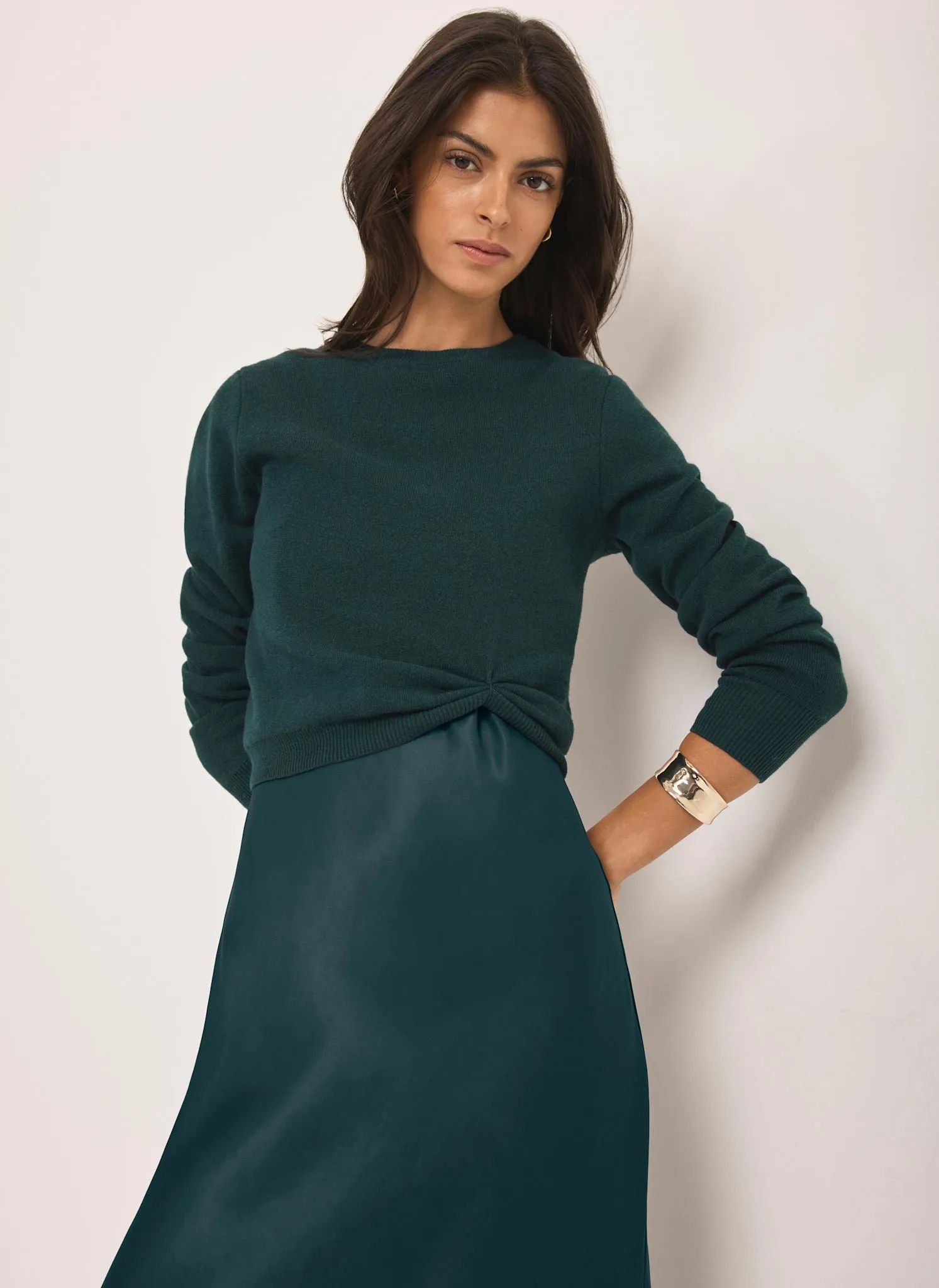 Teal Layered Satin Midi Dress sold by Mint Velvet product image thumbnail 3