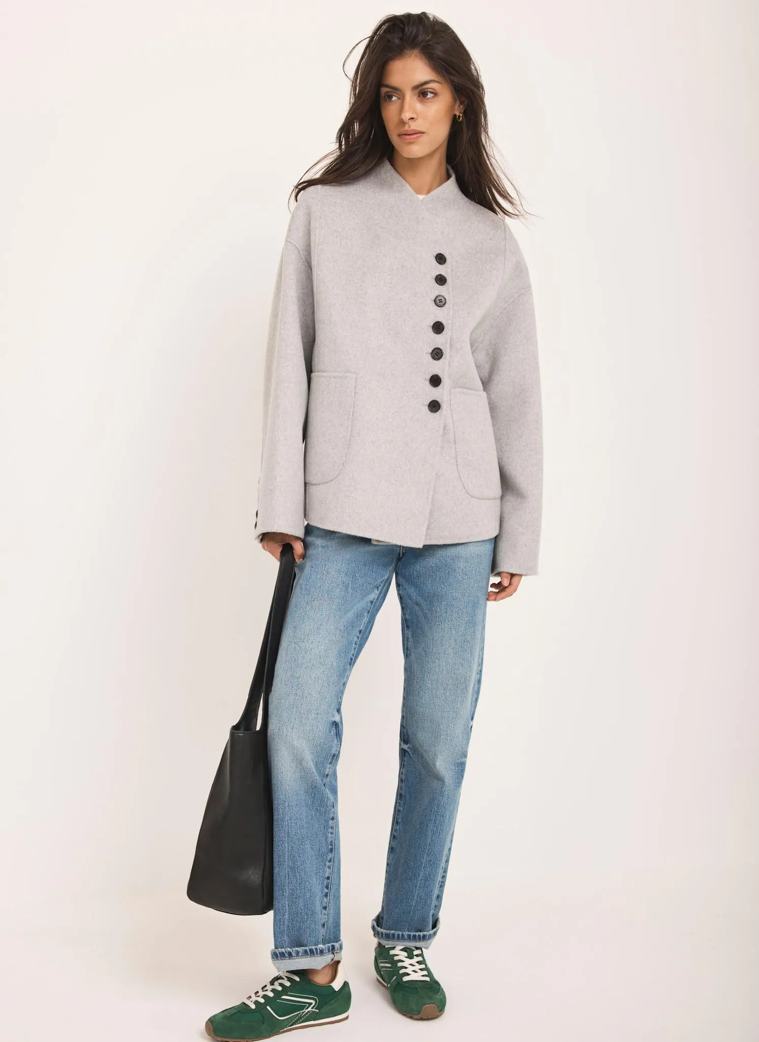 Grey Hand Finished Button Detail Jacket sold by Mint Velvet