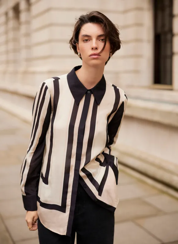 Pink and Black Stripe Print Shirt sold by Mint Velvet