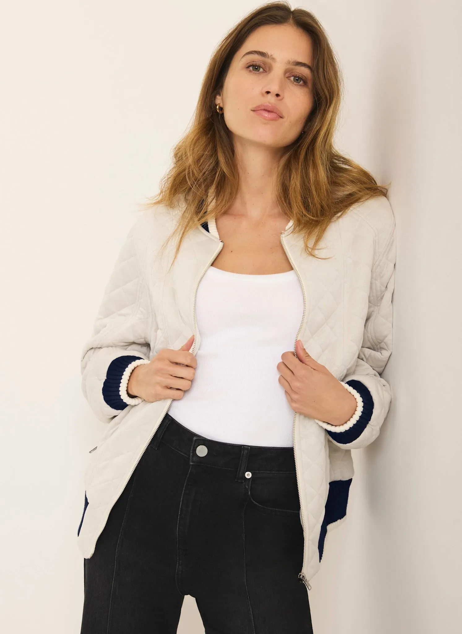 Cream Quilted Bomber Jacket sold by Mint Velvet product image thumbnail 2