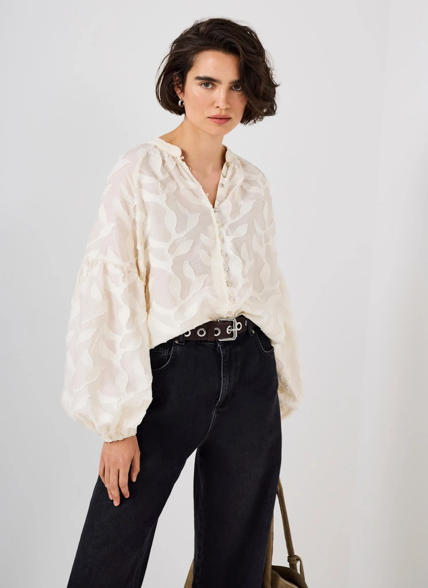Cream Floral Jacquard Blouse sold by Mint Velvet product image thumbnail 5