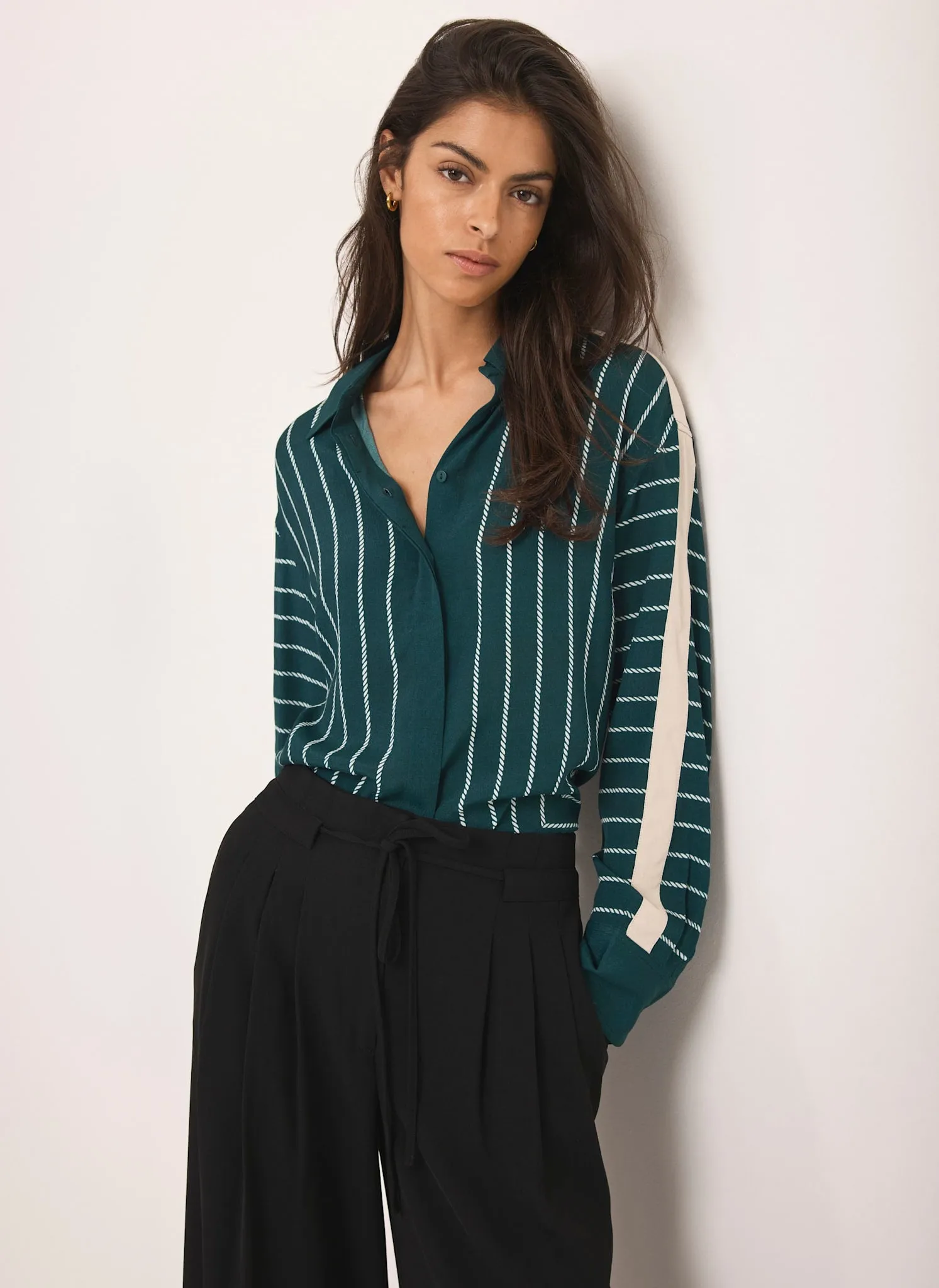 Teal Graphic Print Striped Shirt sold by Mint Velvet product image thumbnail 4
