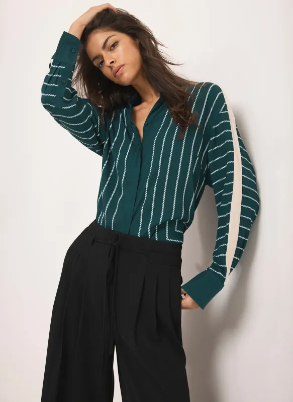 Teal Graphic Print Striped Shirt sold by Mint Velvet