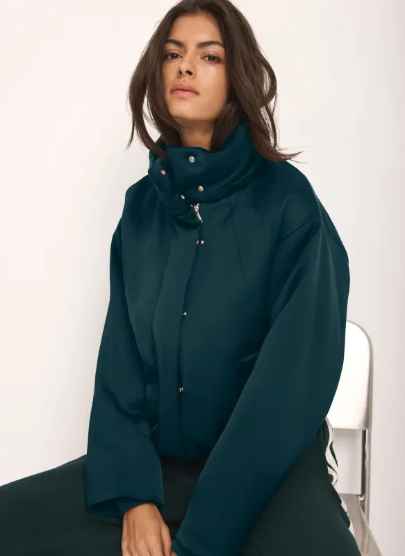 Teal Satin Bomber Jacket sold by Mint Velvet