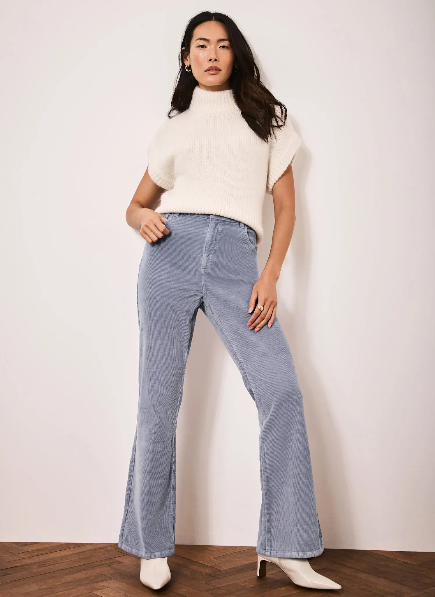 Blue Corduroy Flared Trousers sold by Mint Velvet