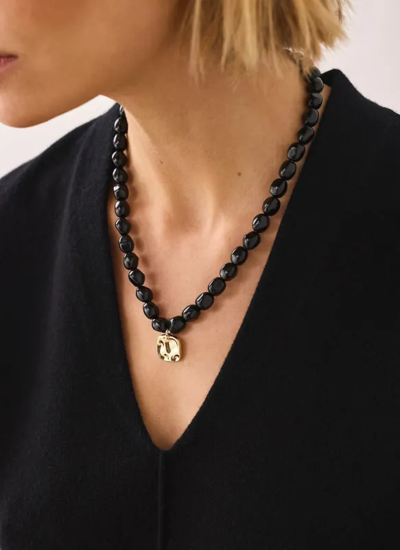 Black Beaded Charm Necklace sold by Mint Velvet