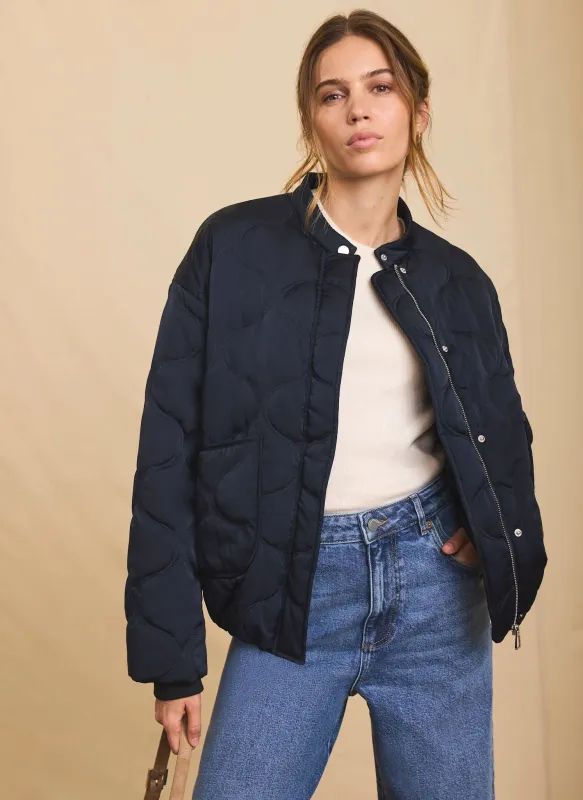 Navy Quilted Bomber Jacket sold by Mint Velvet