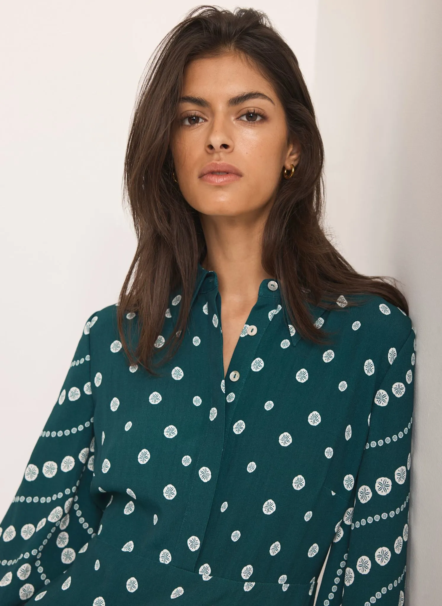 Teal Printed Ruffle Mini Dress sold by Mint Velvet product image thumbnail 5