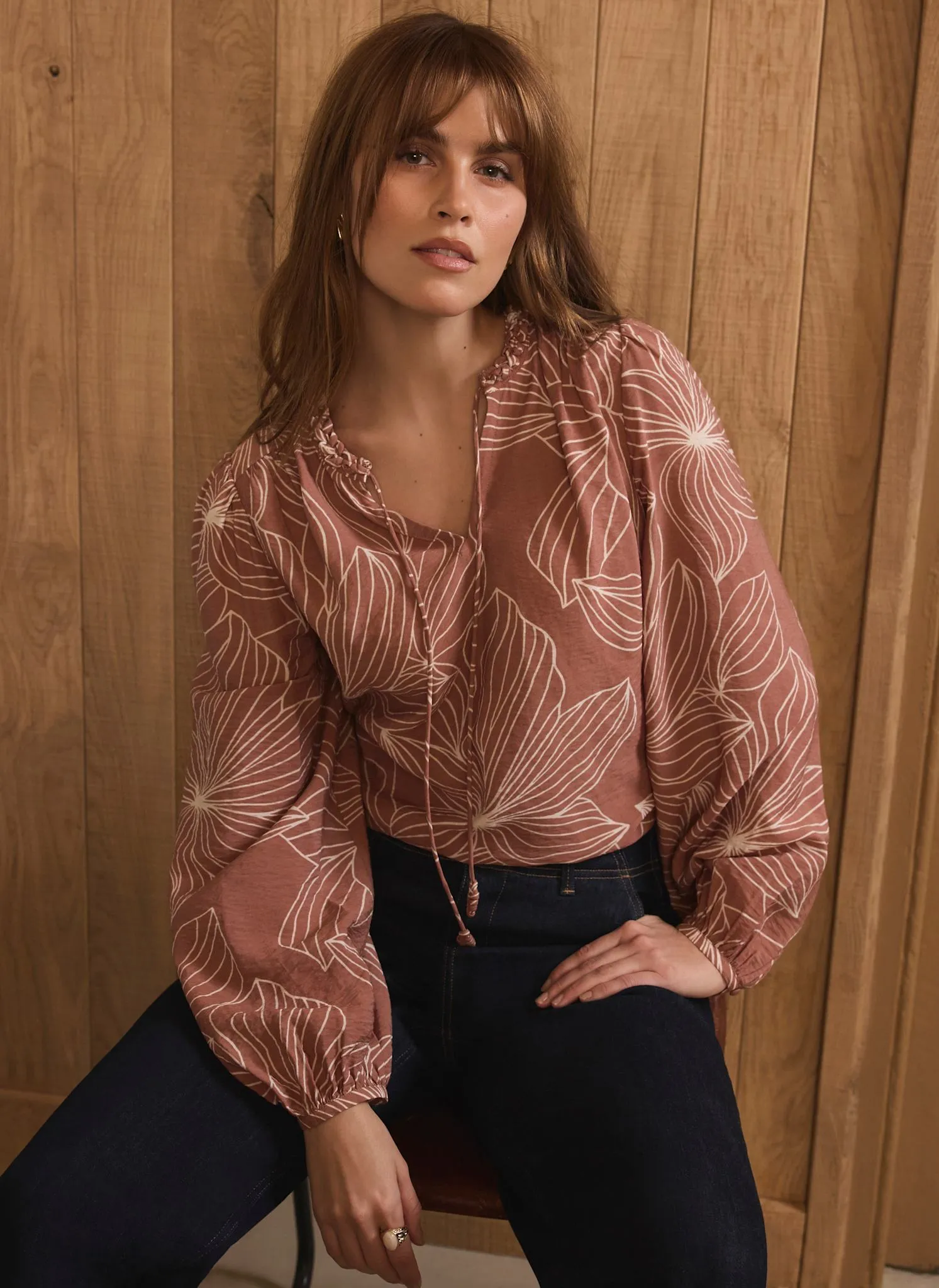 Brown Floral Print Blouse sold by Mint Velvet