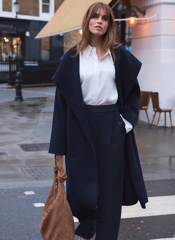 Navy Hand Finished Double Breasted Coat sold by Mint Velvet