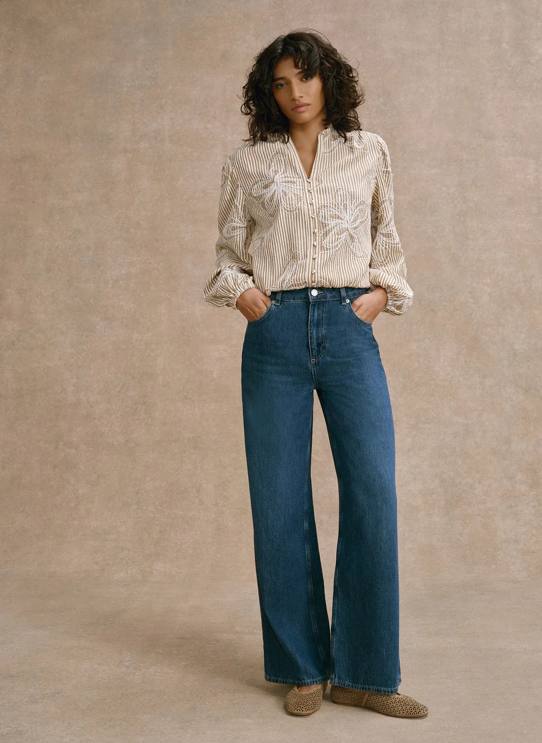 Neutral Floral Stripe Blouse sold by Mint Velvet product image thumbnail 3