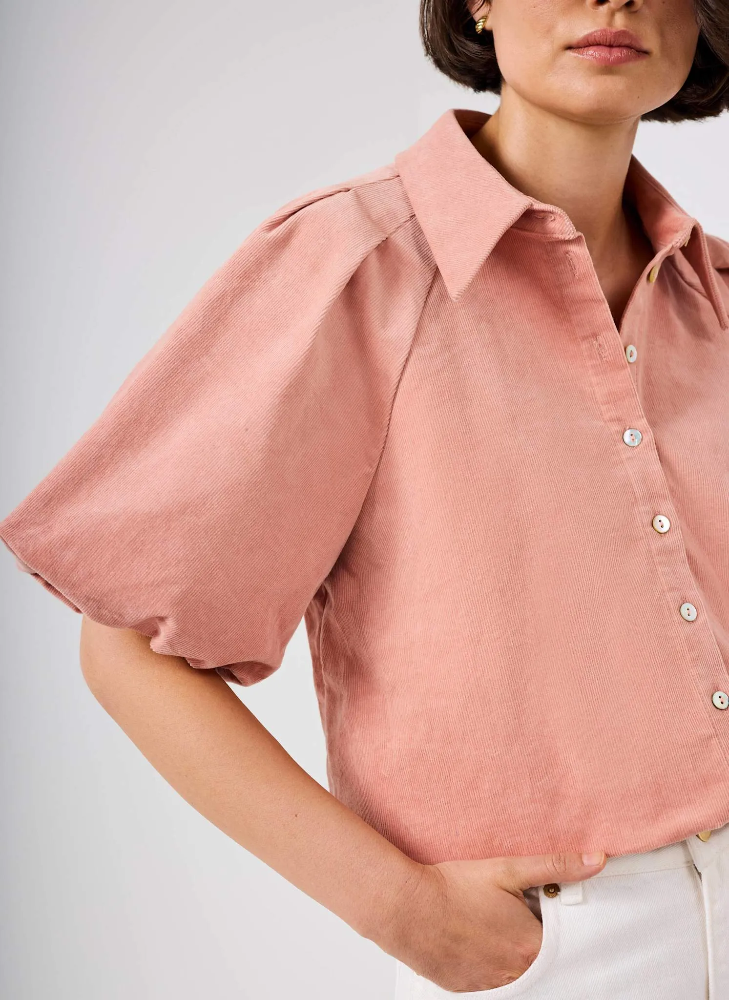 Pink Corduroy Puff Sleeve Shirt sold by Mint Velvet product image thumbnail 4