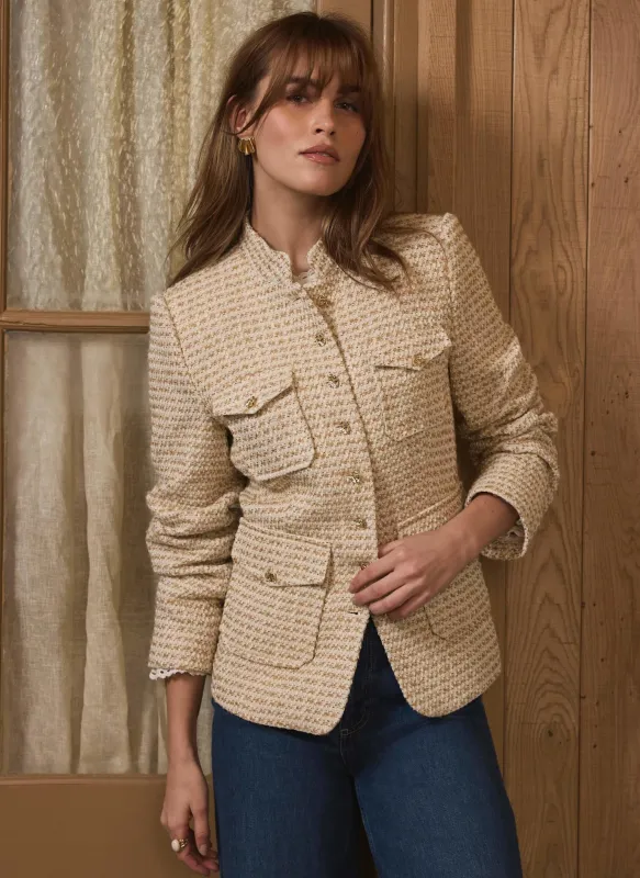 Neutral Boucle Pocket Detail Jacket made by Mint Velvet