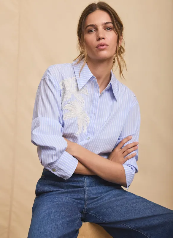 Blue Stripe Embroidered Shirt sold by Mint Velvet