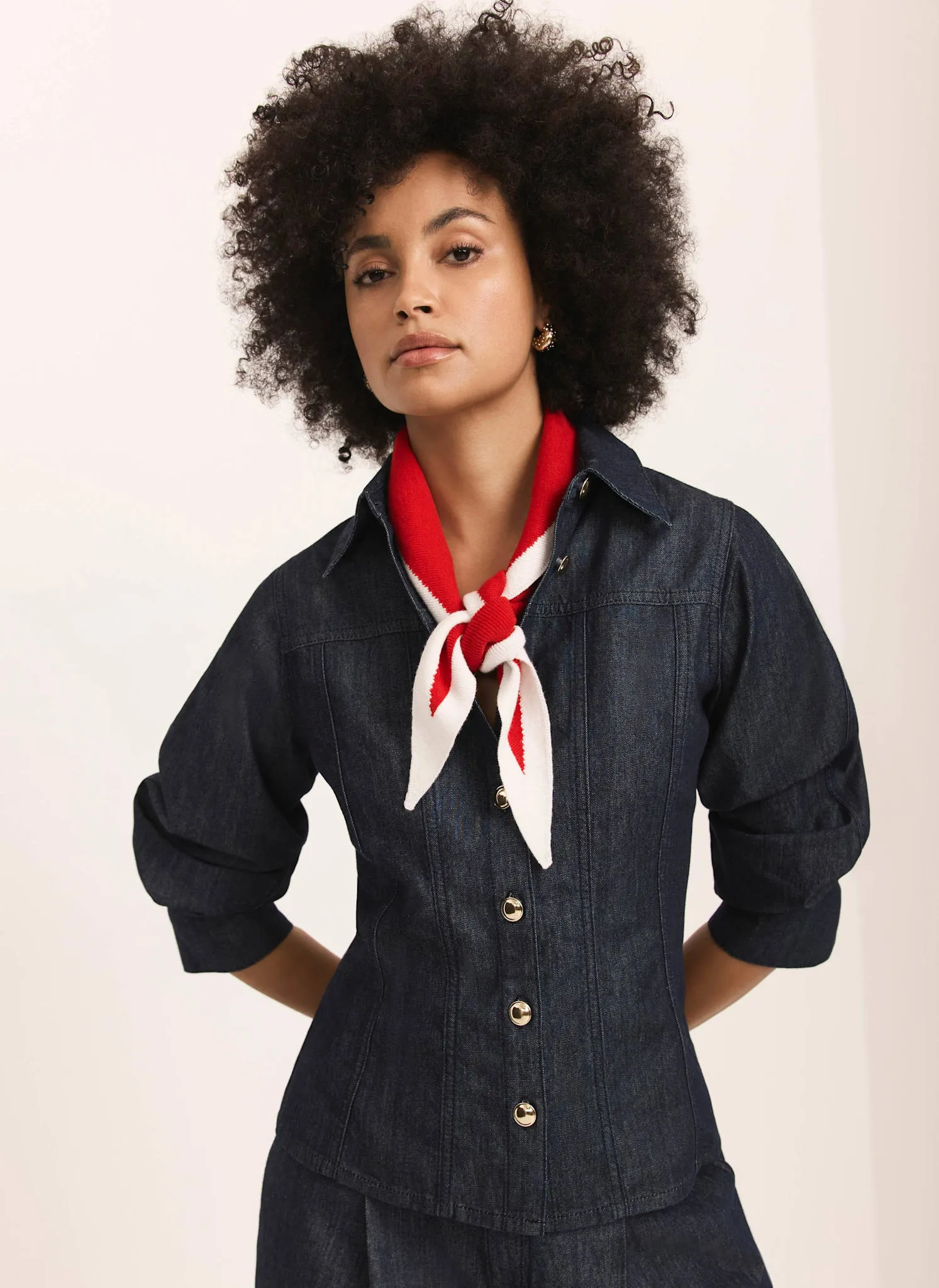 Dark Indigo Denim Fitted Shirt sold by Mint Velvet product image thumbnail 3