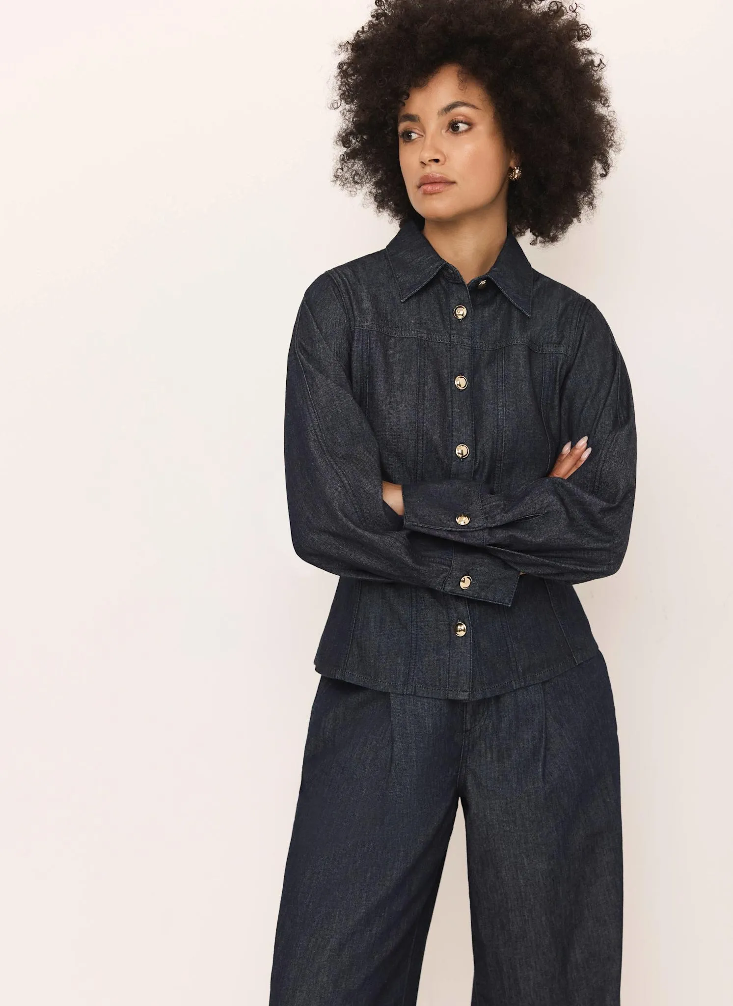 Dark Indigo Denim Fitted Shirt sold by Mint Velvet product image thumbnail 2