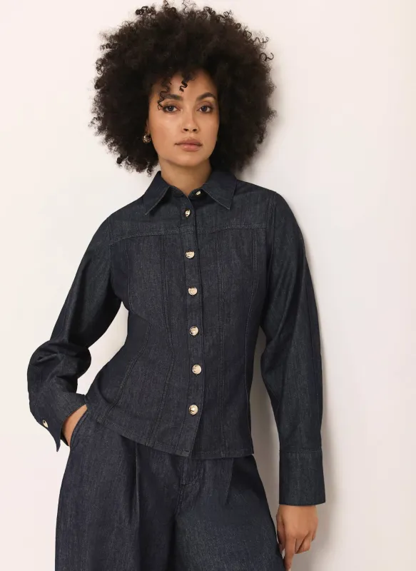 Dark Indigo Denim Fitted Shirt sold by Mint Velvet