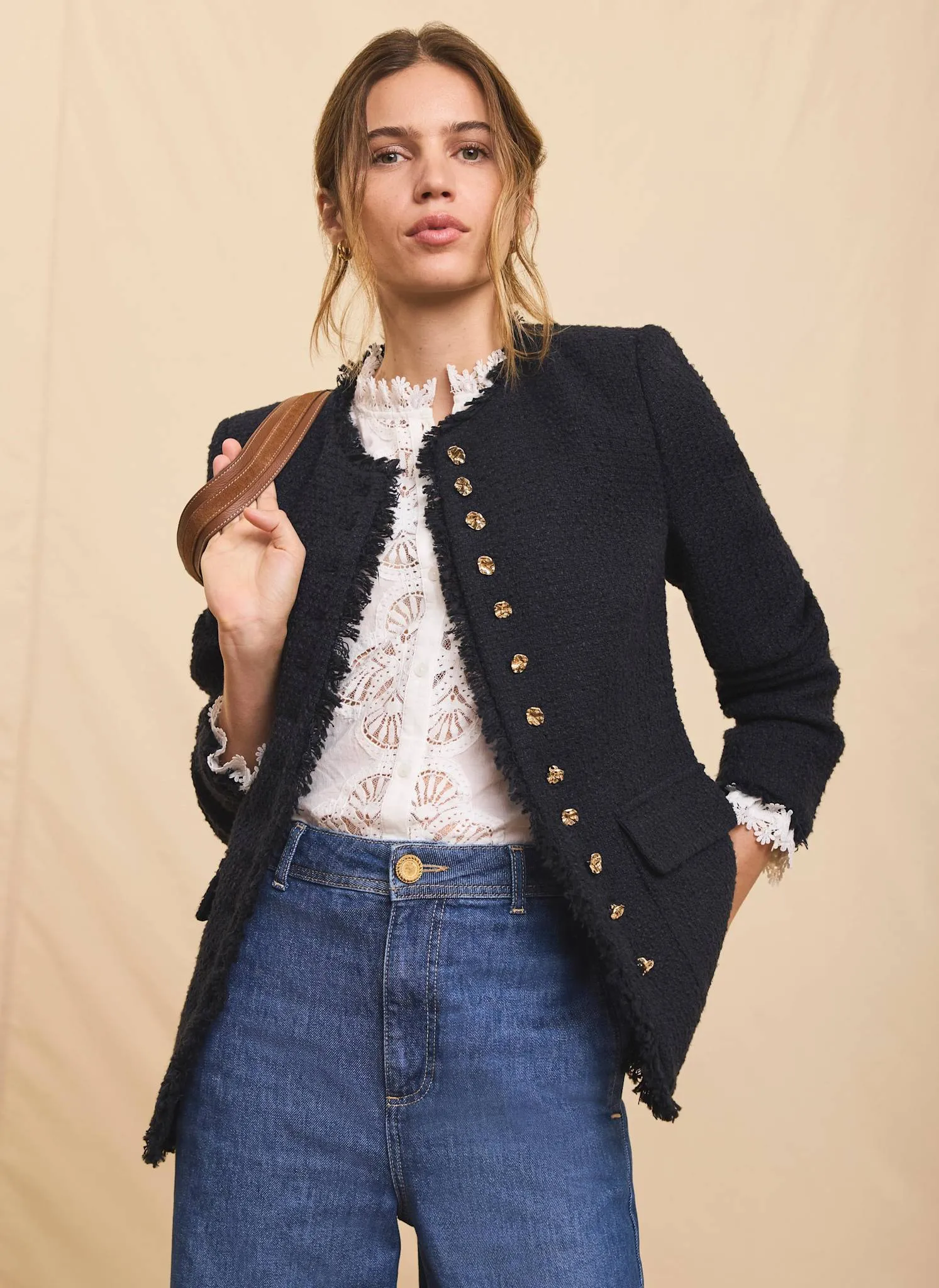 Navy Boucle Tweed Jacket sold by Mint Velvet product image thumbnail 5