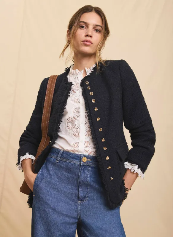 Navy Boucle Tweed Jacket made by Mint Velvet