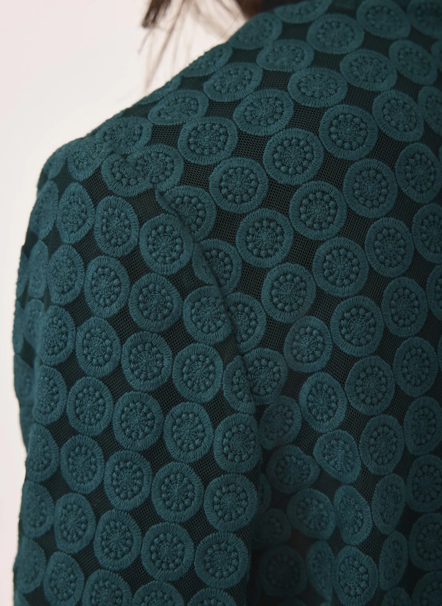 Teal Geometric Lace Bomber Jacket sold by Mint Velvet product image thumbnail 4