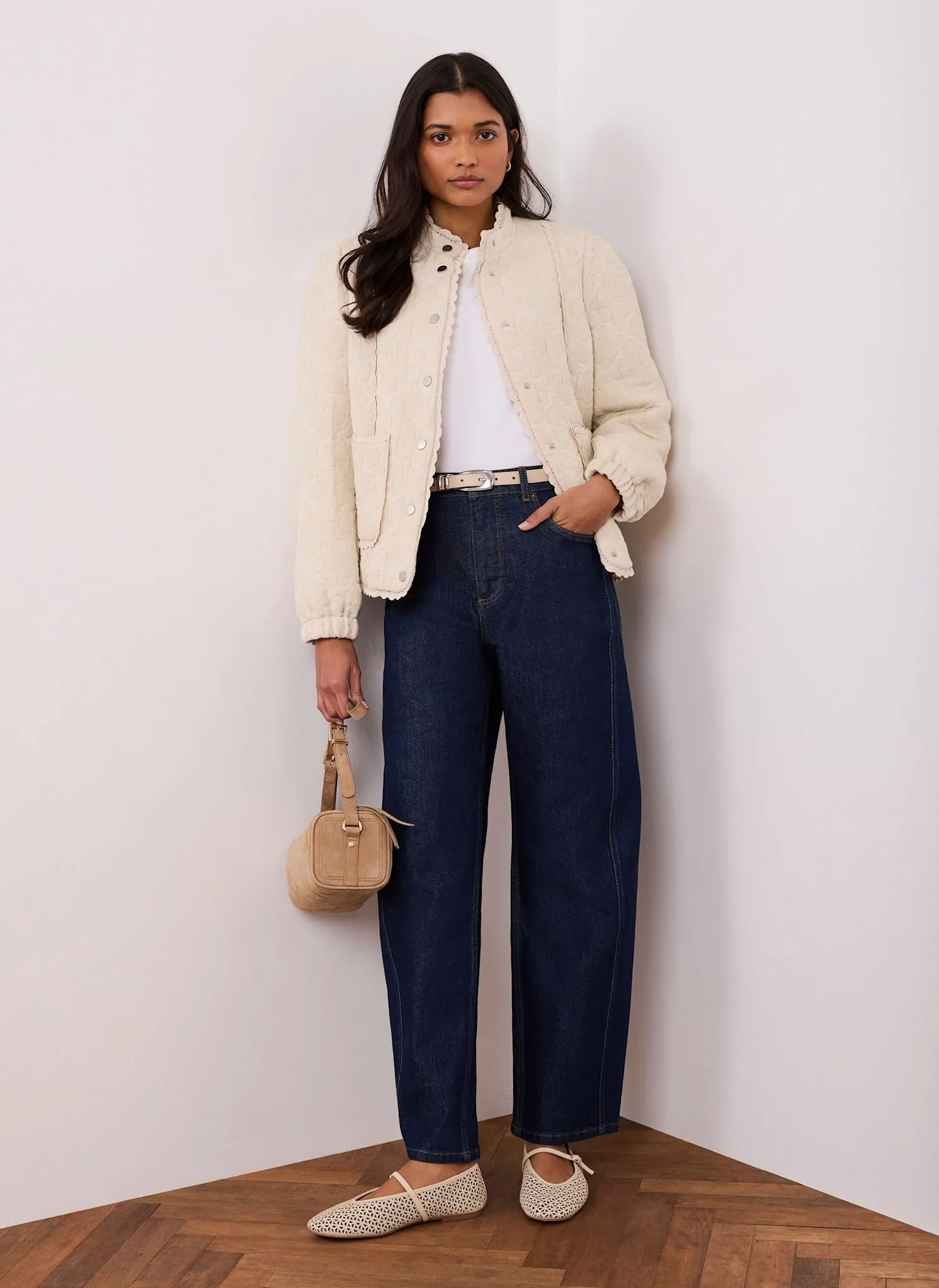 Cream Floral Jacquard Quilted Jacket sold by Mint Velvet product image thumbnail 5