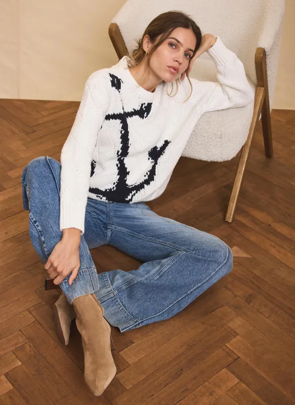 Neutral Cotton Blend Anchor Jumper sold by Mint Velvet