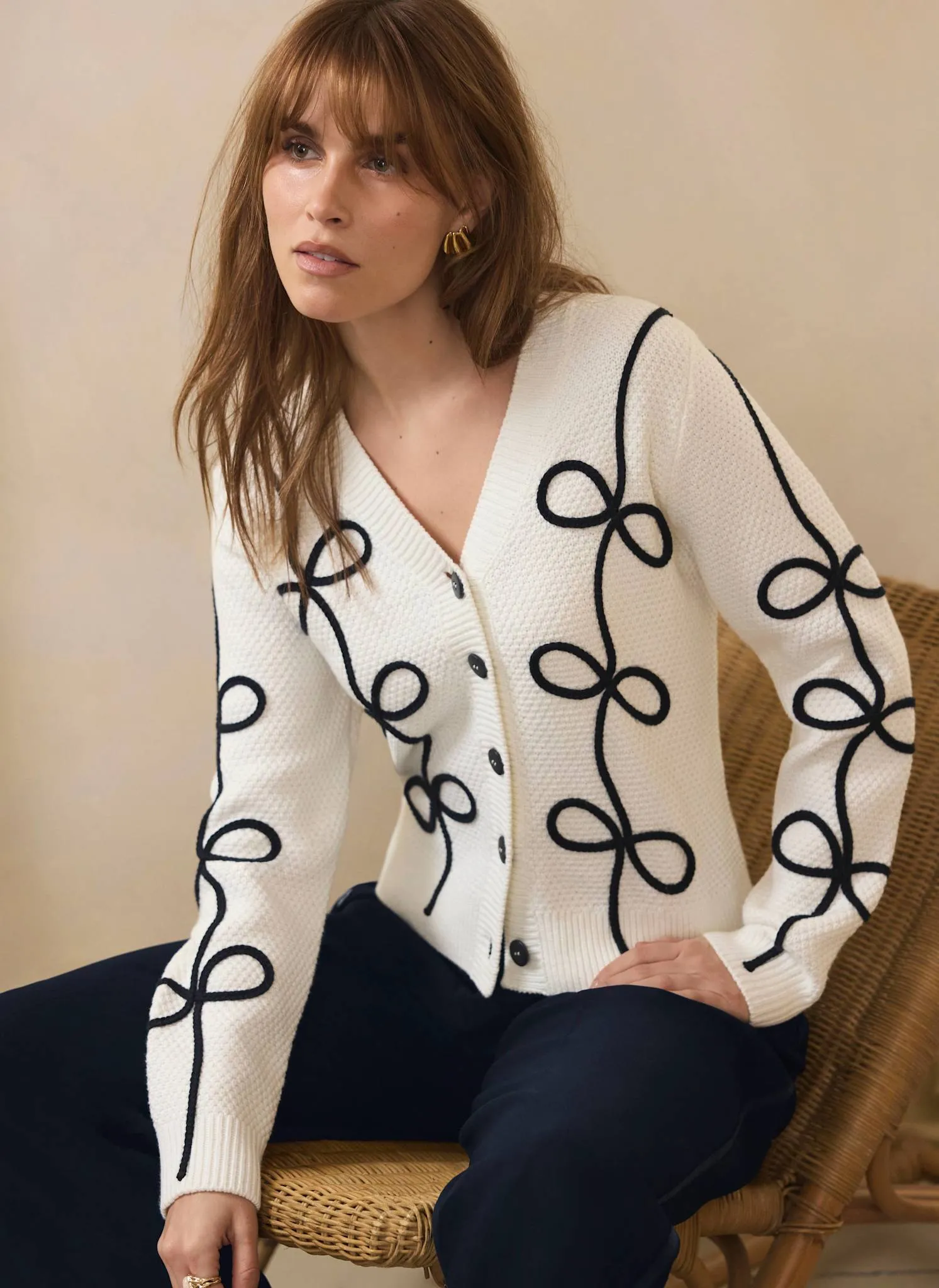 Neutral Bow Detail Cardigan sold by Mint Velvet product image thumbnail 2