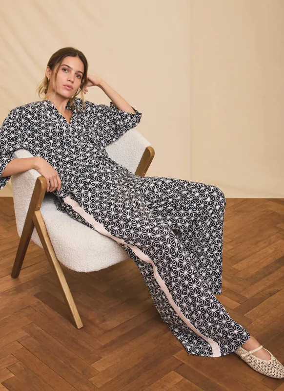 Navy Geometric Print Wide Trousers sold by Mint Velvet