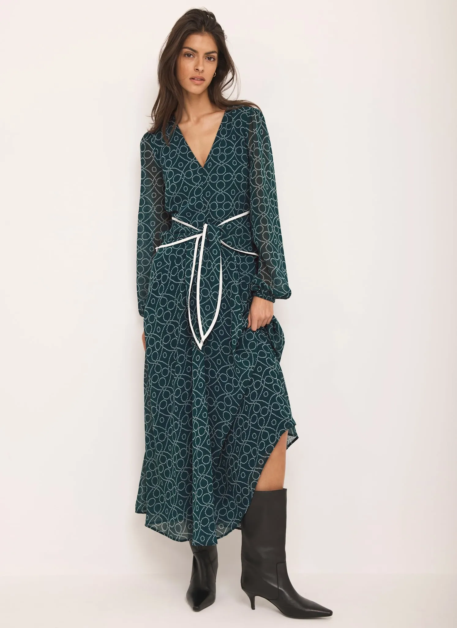 Teal Print Tie Maxi Dress sold by Mint Velvet product image thumbnail 3