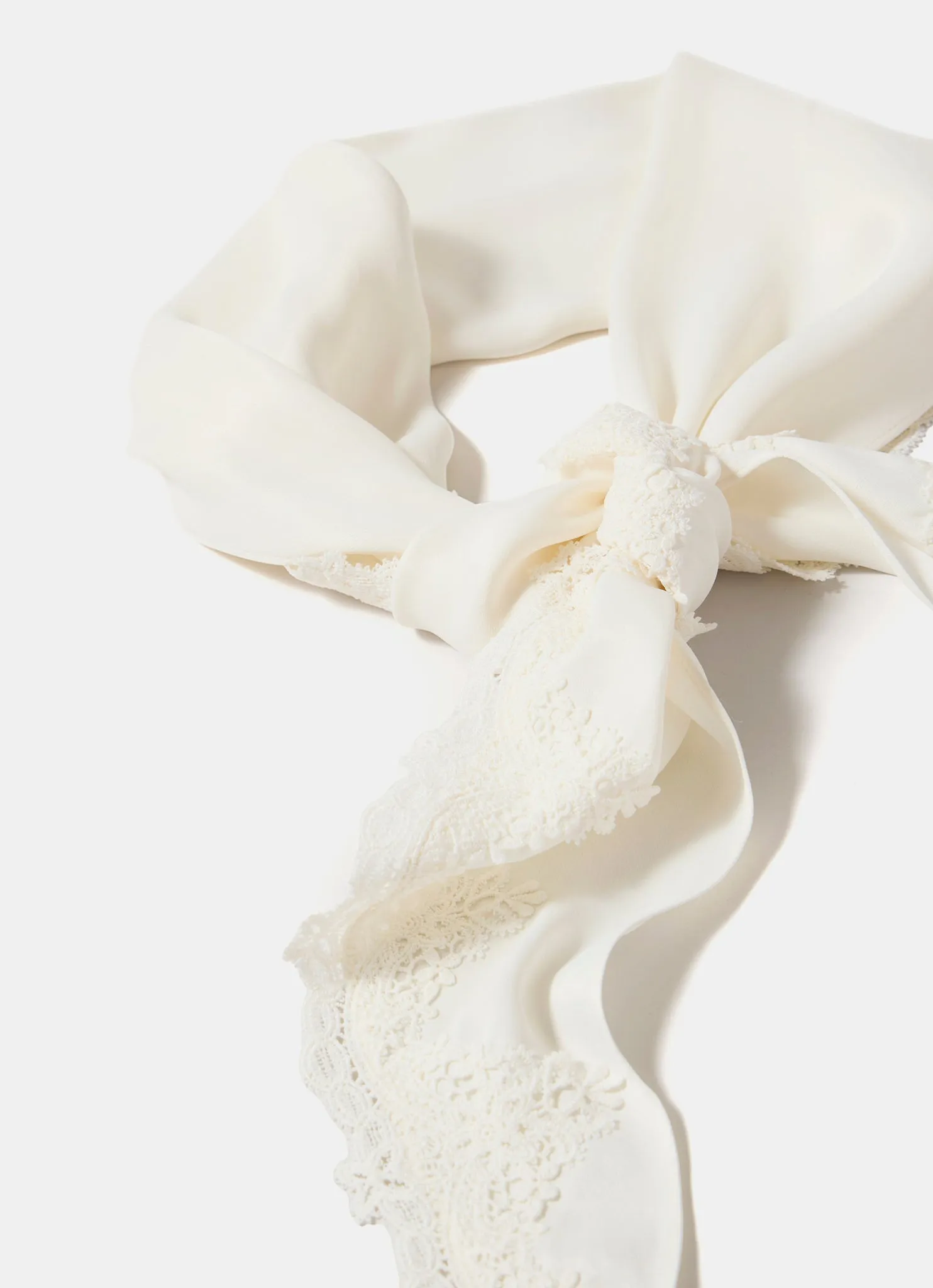 Cream Satin Lace Trim Scarf sold by Mint Velvet product image thumbnail 5